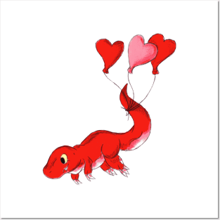 Triple Heart T Rex Posters and Art